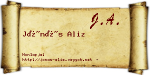 Jónás Aliz névjegykártya